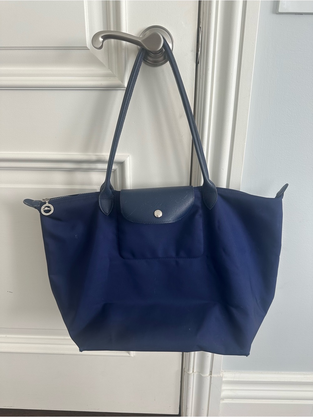 Navy Blue Long Champ Tote Bag